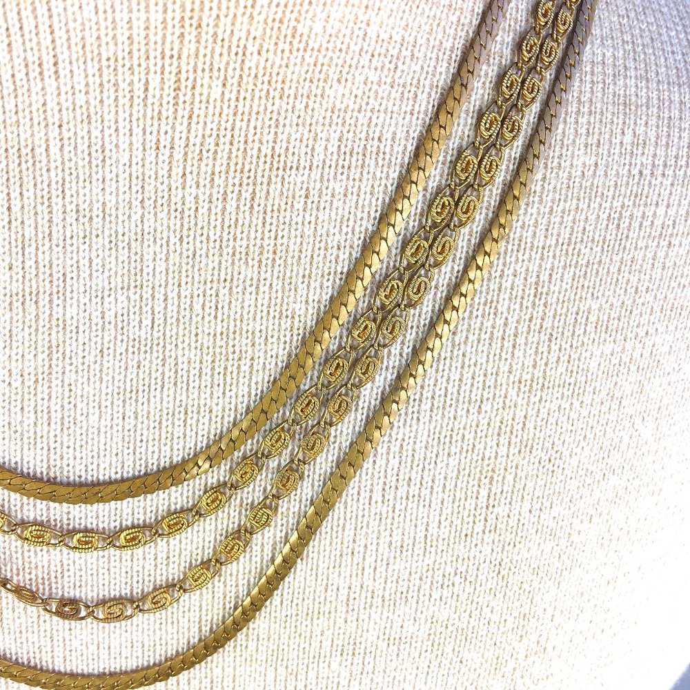 Vintage Multi Strand Chain Necklace